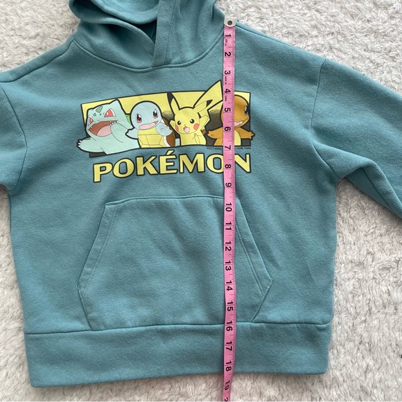 Old Navy Licensed Graphic Pokemon Hooded Sweater, kid's small, turquoise, EUC - Picture 2 of 4